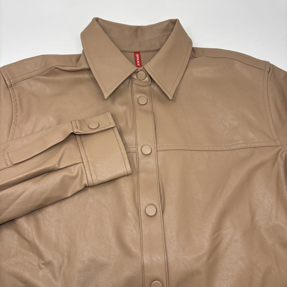 SPANX Faux‎ Leather Like Shacket Jacket in Toffee Tan-20491R-Sz Medium